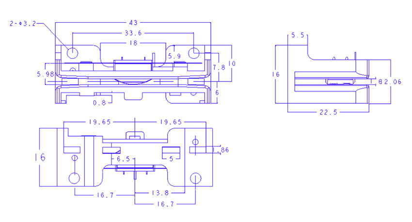 磁條卡閱讀器模塊結(jié)構(gòu)尺寸圖 磁條卡閱讀器模塊結(jié)構(gòu)尺寸圖